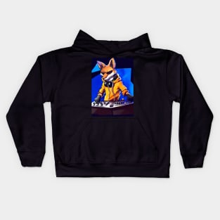 Fox at the DJ booth Kids Hoodie